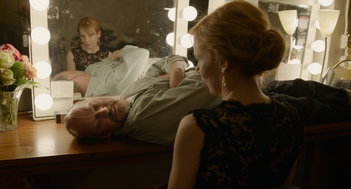 Michael Keaton in a dressing room