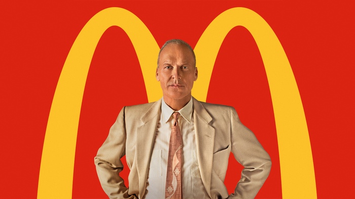 Michael Keaton in front of McDonald's arches