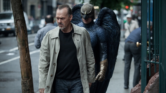 Michael Keaton and Birdman on a City Street