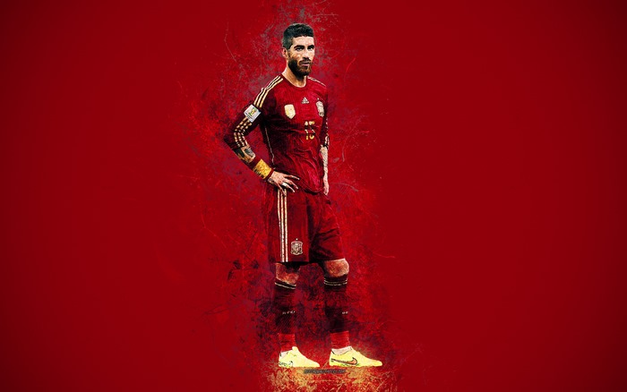 Sergio Ramos in Spain Football Kit