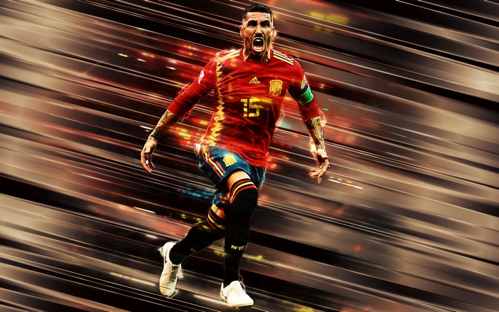 Sergio Ramos running with motion blur