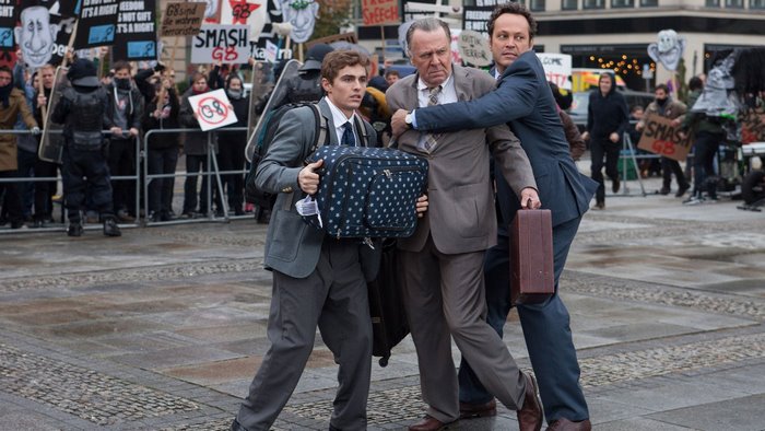 Vince Vaughn and others in a protest