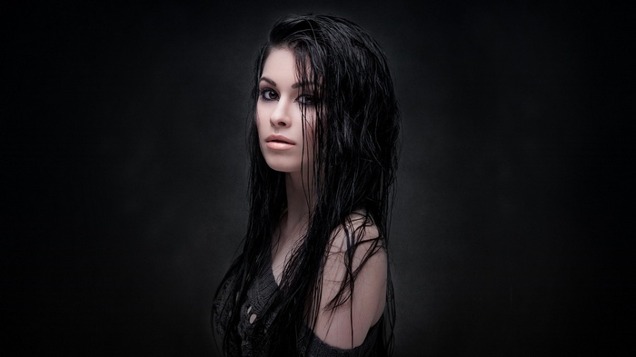 Woman with wet black hair