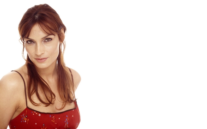 Famke Janssen in red dress