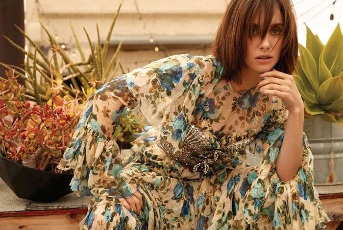 Alison Brie in a floral dress
