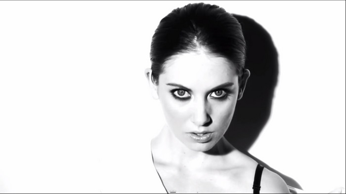 Alison Brie black and white portrait
