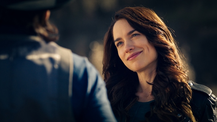 Melanie Scrofano looking at someone