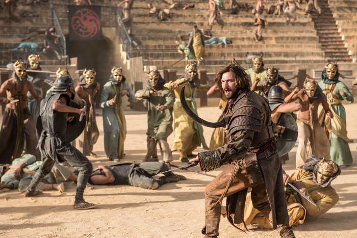 Daario Naharis from Game of Thrones fighting in an arena