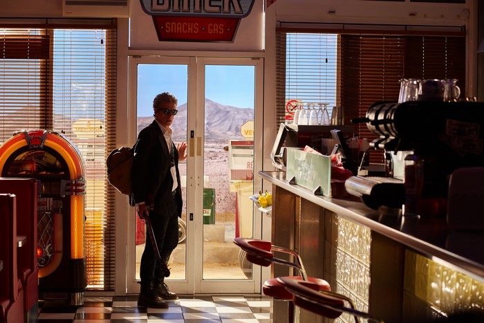 Peter Capaldi in a diner