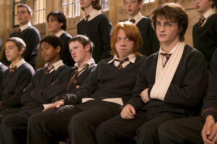 Harry Potter characters in school uniforms