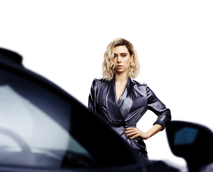 Vanessa Kirby in a Satin Dress