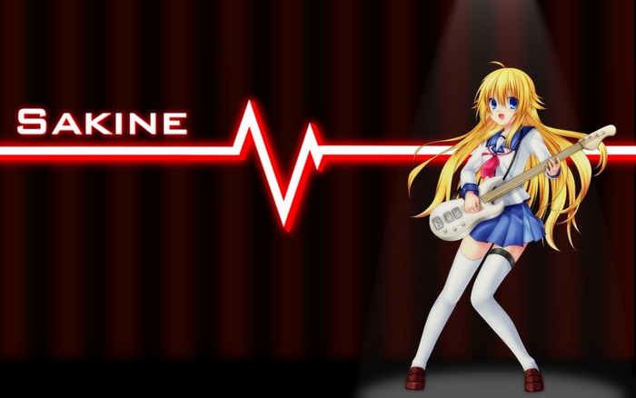 Sakine anime girl playing bass guitar