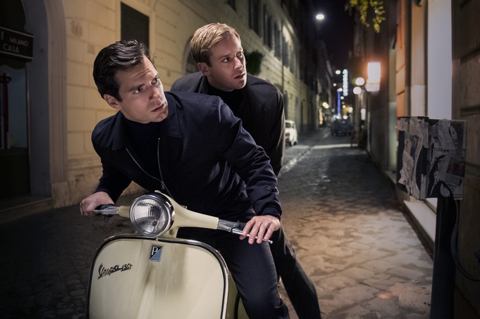 Henry Cavill and Armie Hammer on a Vespa in Rome