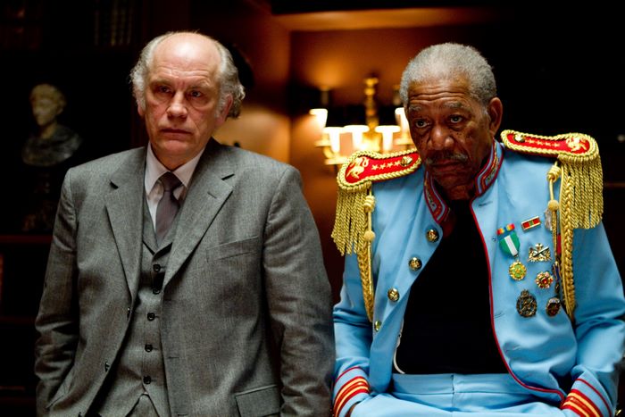 John Malkovich and Morgan Freeman in military attire