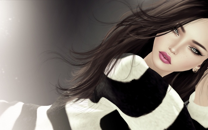 Digital portrait of a woman with dark hair