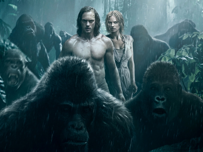 Tarzan and Jane with Gorillas in the Jungle