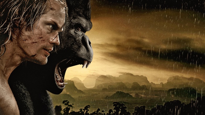 Alexander Skarsgård and a gorilla in the jungle