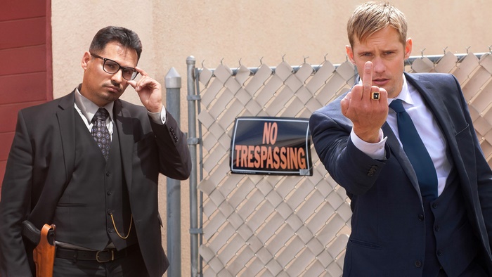 Alexander Skarsgård and Michael Peña in Suits
