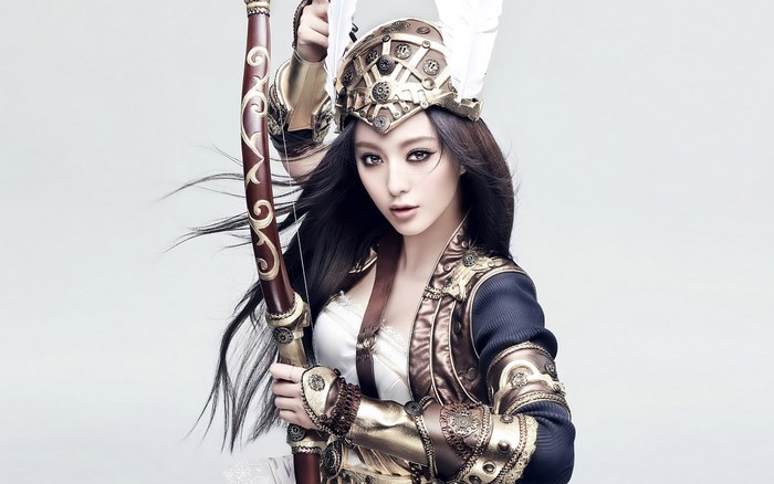 Fan Bingbing as a warrior with a bow