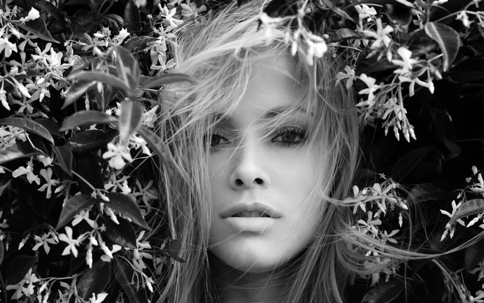 Kristanna Loken portrait with flowers