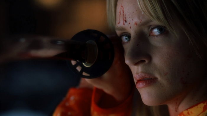 Uma Thurman holding a katana
