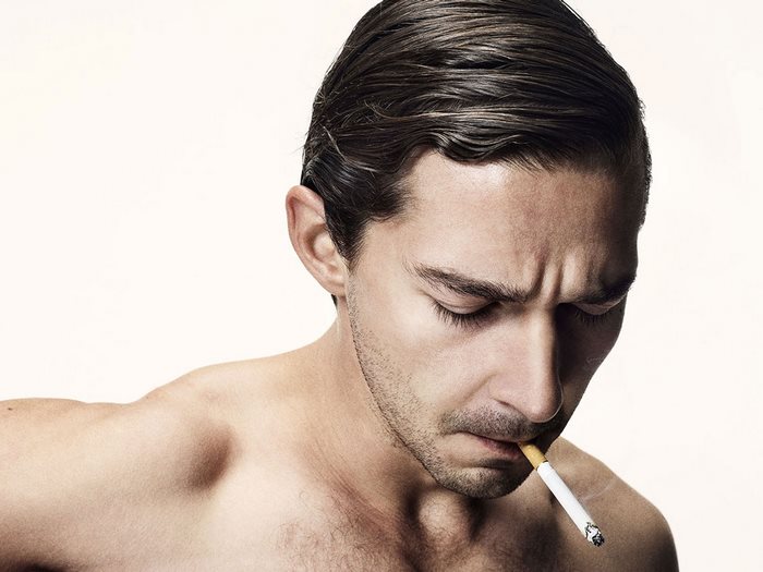 Shia LaBeouf smoking a cigarette