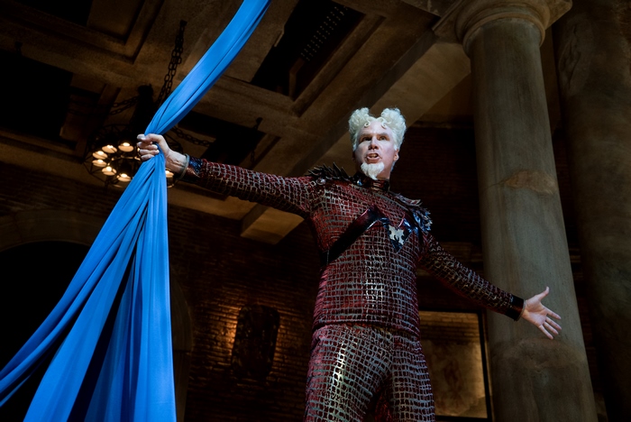 Will Ferrell as a character with blue fabric