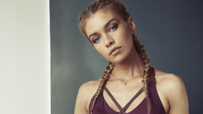 Stella Maxwell in a sports bra