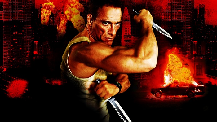 Jean-Claude Van Damme with Knives in Burning City