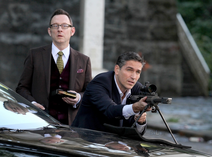 Michael Emerson with sniper rifle