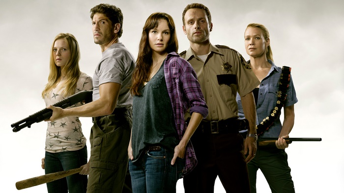 The Walking Dead characters with weapons