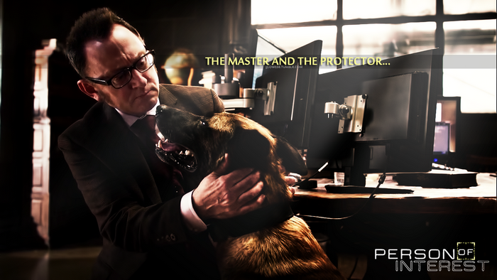 Harold Finch and Bear from Person of Interest