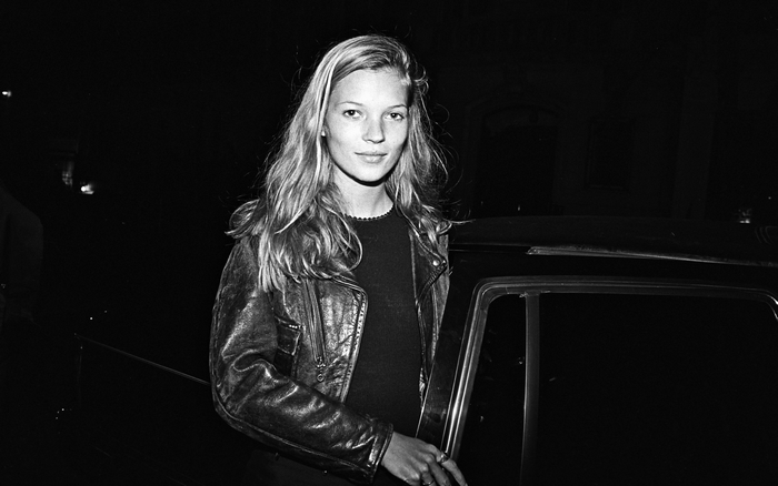 Kate Moss in leather jacket