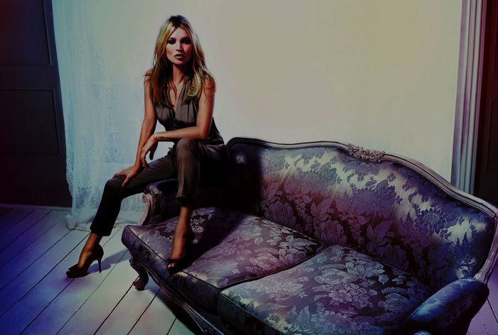 Kate Moss on a sofa