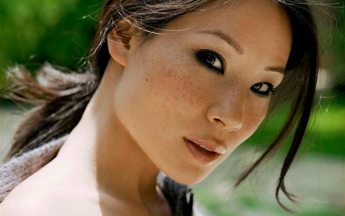 Lucy Liu portrait with freckles
