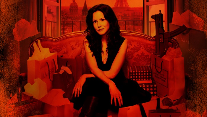 Mary-Louise Parker with Shopping Bags and Gun