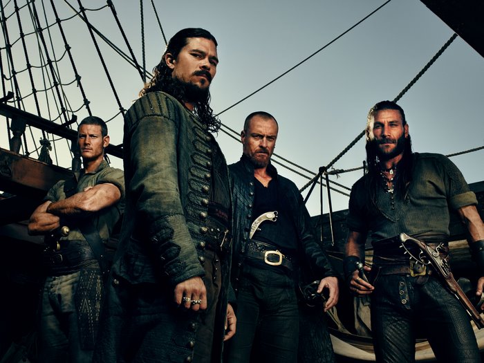Four pirates on a ship