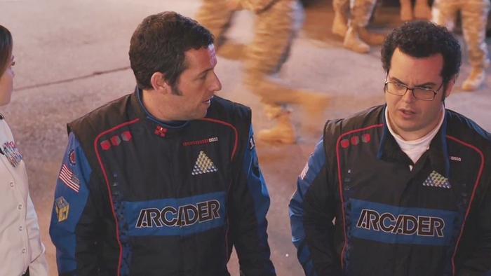 Adam Sandler and Josh Gad in Arcade Racing Suits