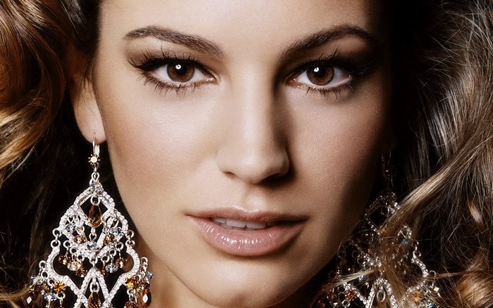 Kelly Brook close-up portrait with earrings