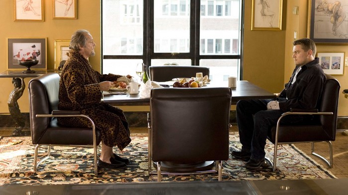 Jack Nicholson and Leonardo DiCaprio at a table