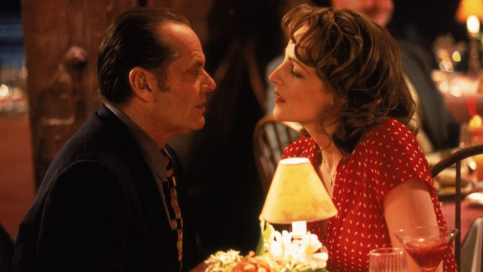 Jack Nicholson and woman at dinner