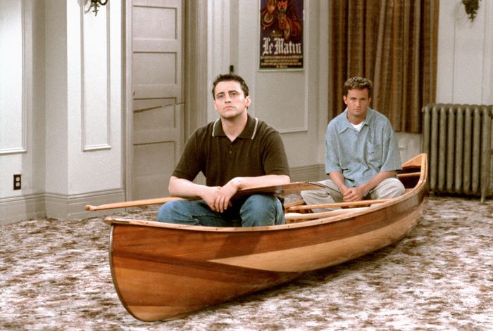 Chandler Bing and Joey Tribbiani in a canoe