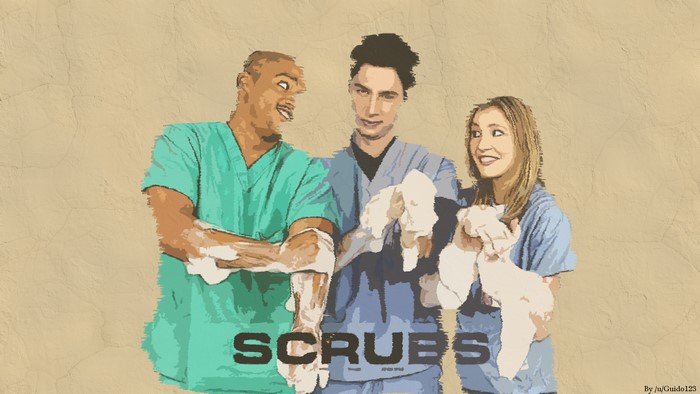 Three medical professionals in scrubs