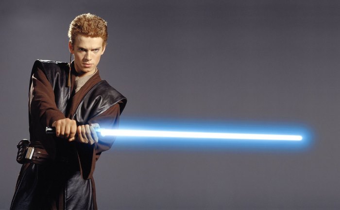 Anakin Skywalker from Star Wars with a lightsaber