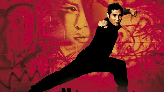 Jet Li in front of graffiti wall