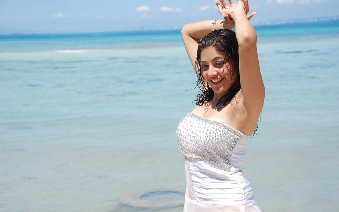 Kajal Agarwal on a beach