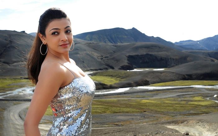 Kajal Agarwal in a sequined dress in Iceland