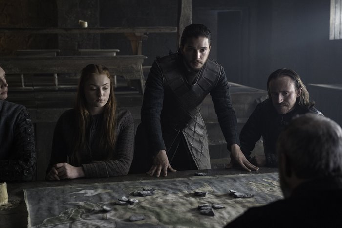 Jon Snow and Sansa Stark from Game of Thrones with Tormund Giantsbane