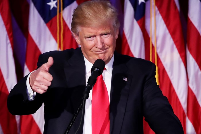 Donald Trump giving a thumbs up