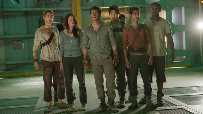 Dylan O'Brien and cast from The Maze Runner